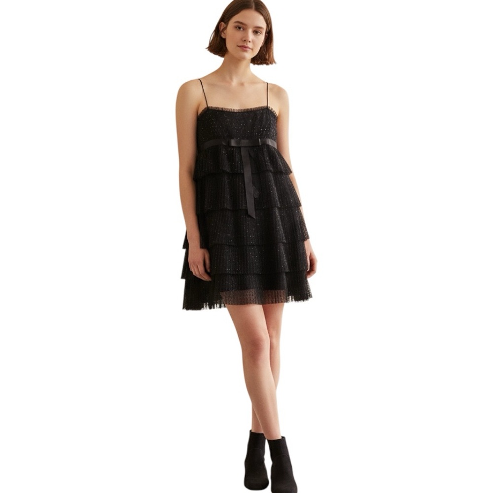 BCBG MAX AZRIA ☆ Black Sleeveless Tiered Flapper Cocktail Dress